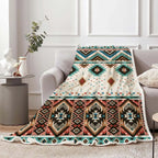 Aztec Throw Blankets, Southwestern Native Tribal Navajo