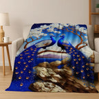 3D Colorful Peacock Birds Dream Flannel Blanket