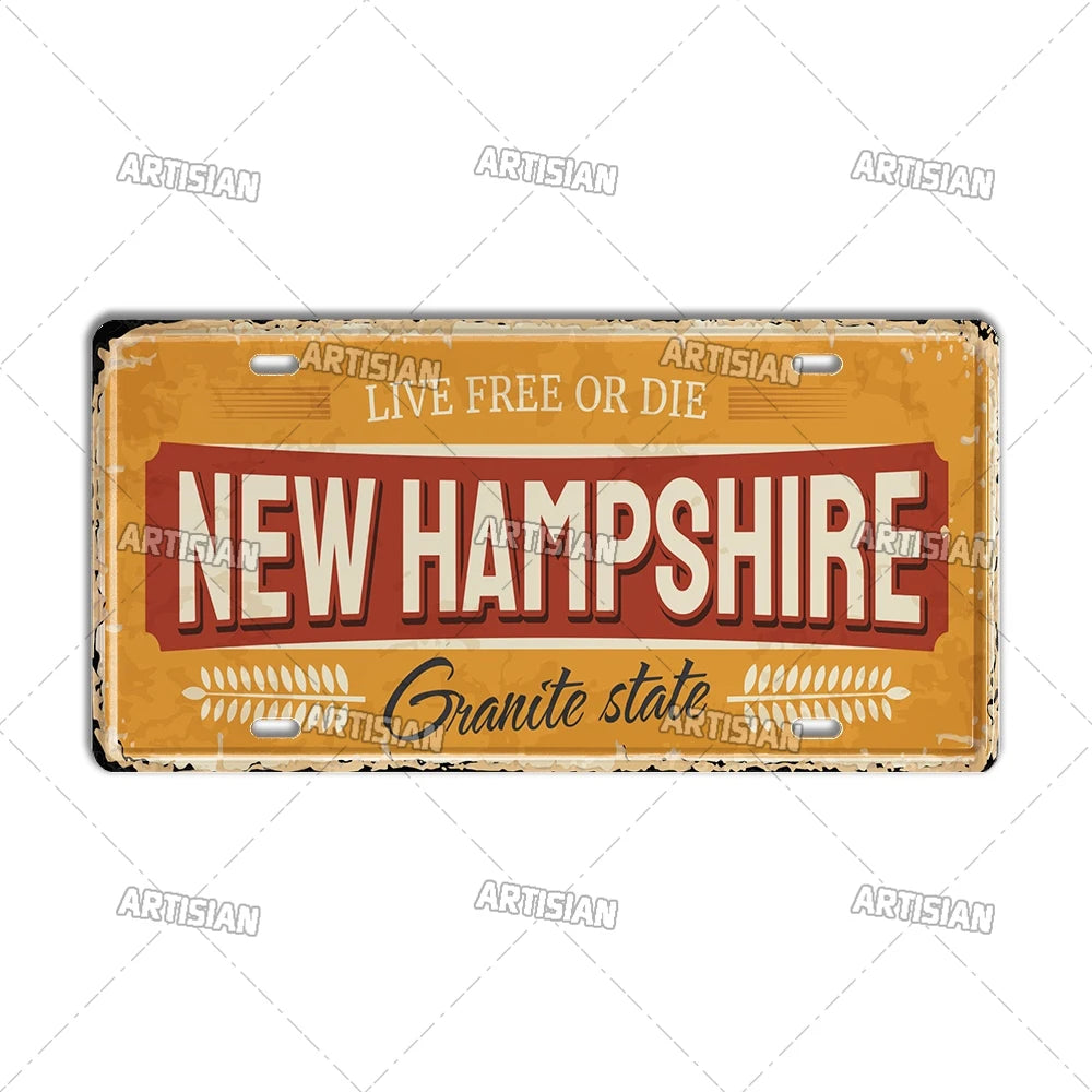 USA License Plate Landmark Metal