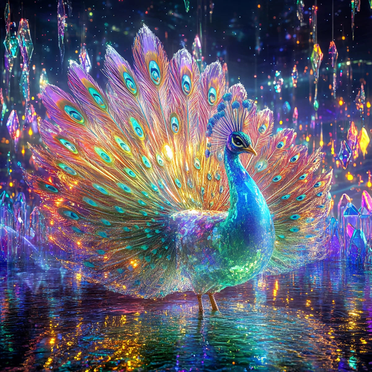 Huacan Peacock DIY Diamond Painting Animal Rain Diamond Mosaic New 2025 Complete Kit لوحات تزيينية
