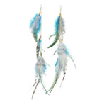 Brown Blue Feather Tassel Earrings