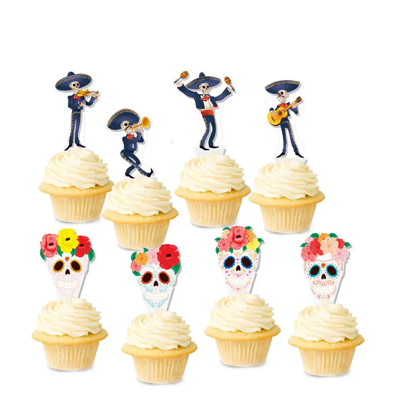 Mexico Day of The Dead Theme Skull Banner Multicolor Photography Backdrop
