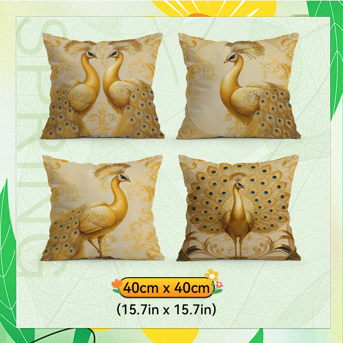 Golden Peacock Pillowcase