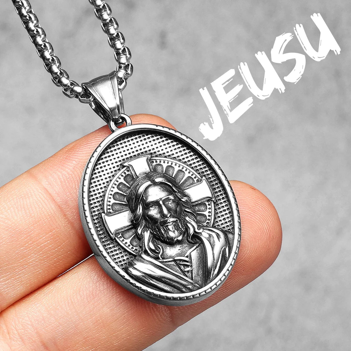 Jesus Heart Cross Necklaces Pendant Chain