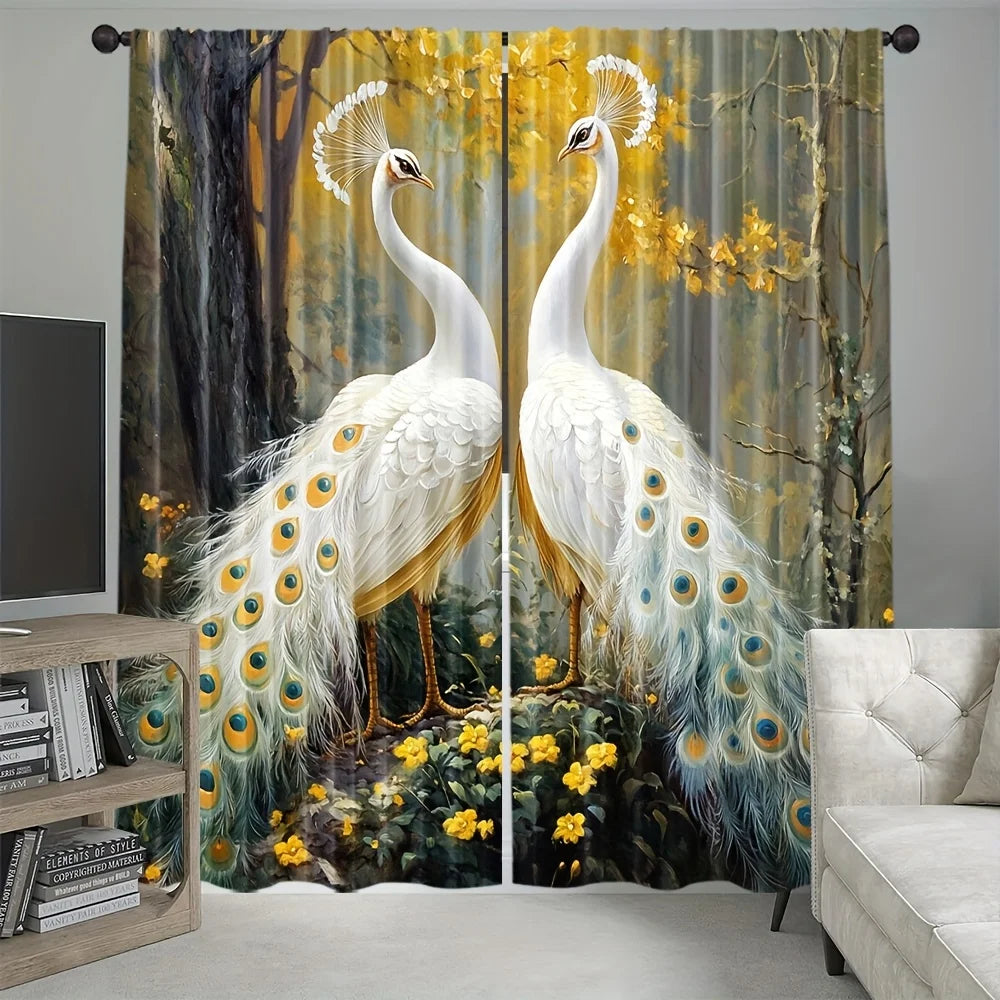 White Peacock Curtains