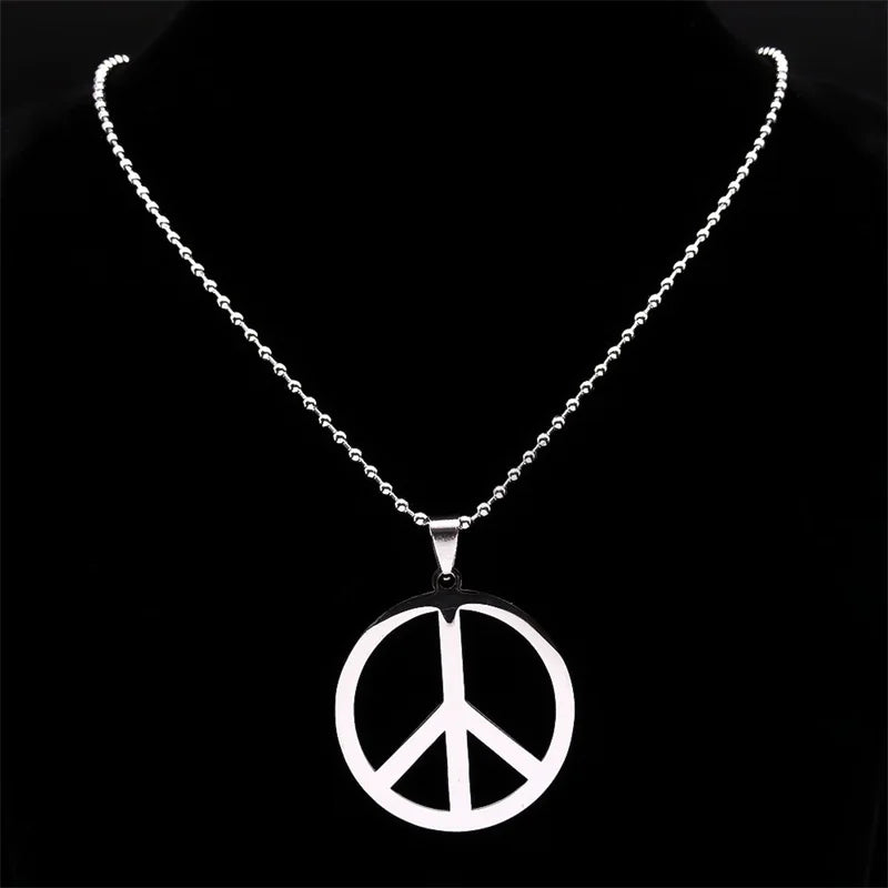 Peace Symbol Stainless Steel Chain Necklaces