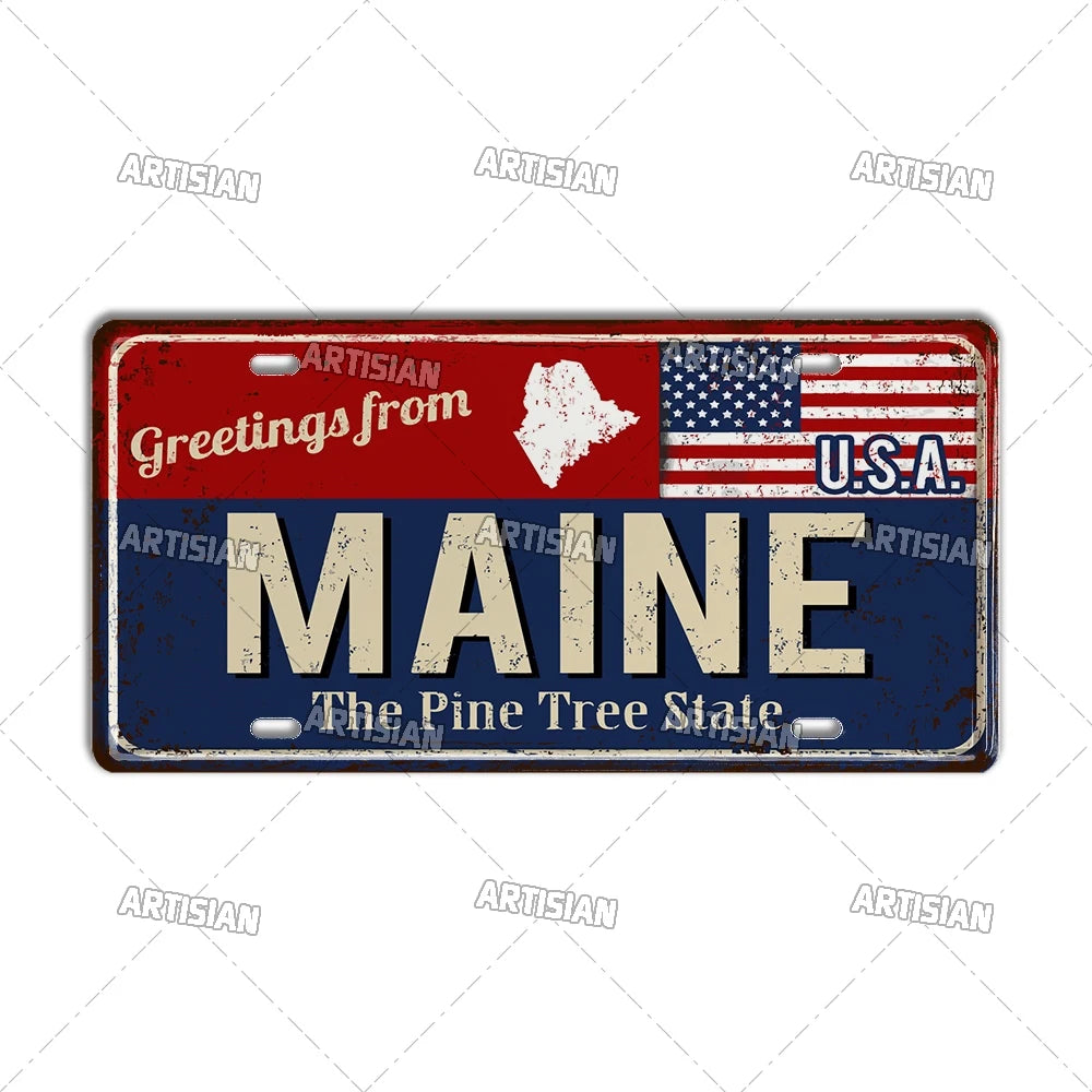 Greeting from USA States Landmark License Plate
