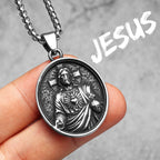 Jesus Heart Cross Necklaces Pendant Chain