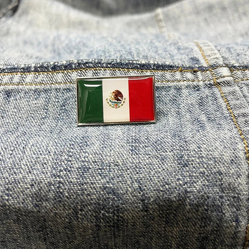 Green White Red Eagle Mexico Flag Badge Brooch Jewelry