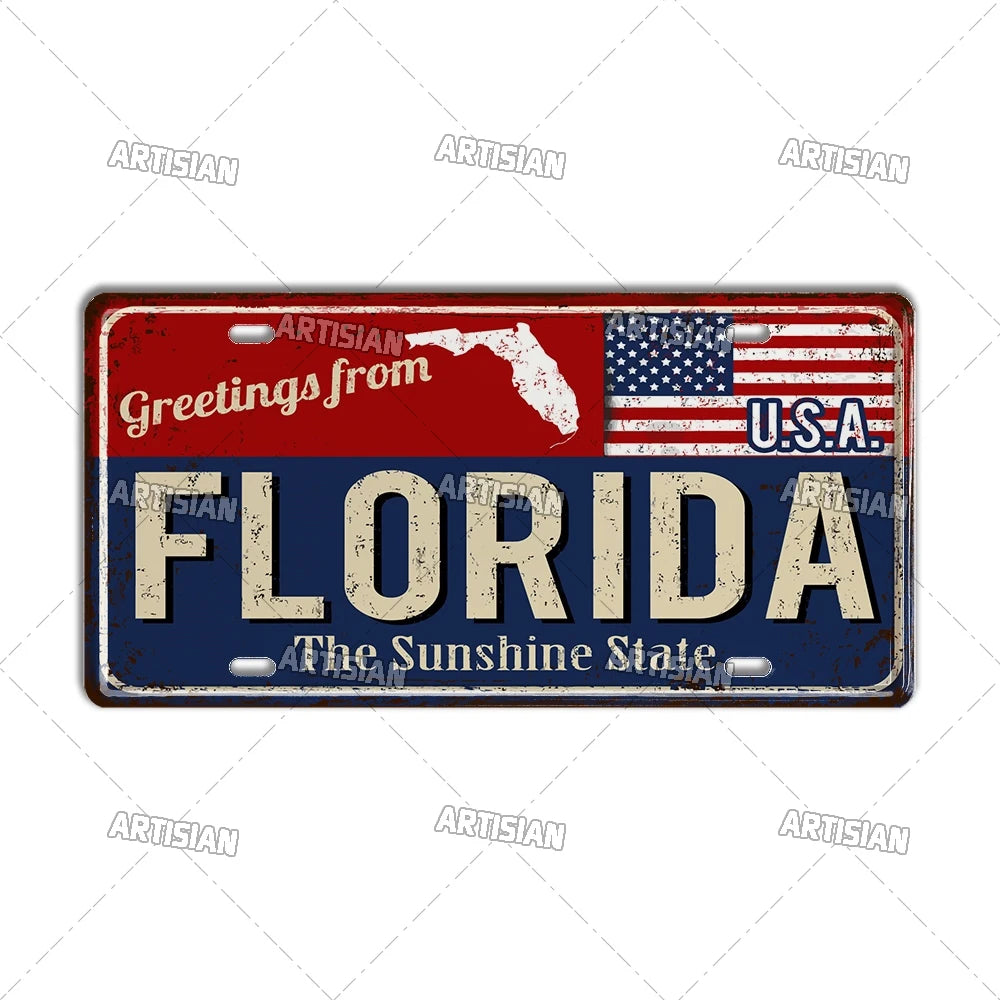 Greeting from USA States Landmark License Plate
