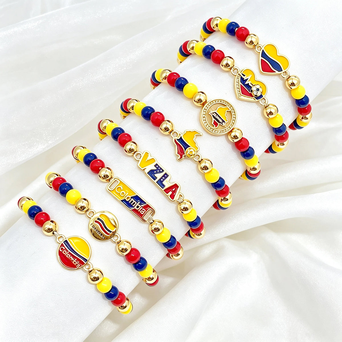 Classic Enamel Art Venezuelan Colombian Flag Bracelet