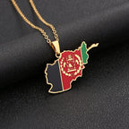 Afghanistan Map Flag Pendant Necklace