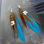 Tassel Dangling Earrings Colorful Feather