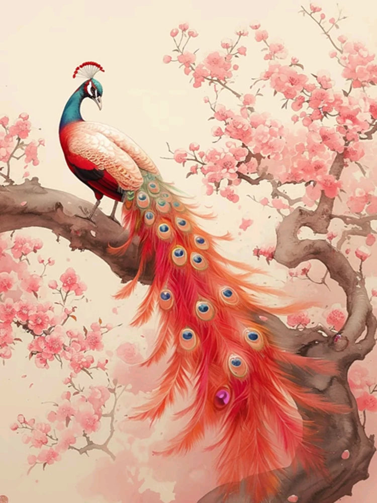Frameless Peacock Painting