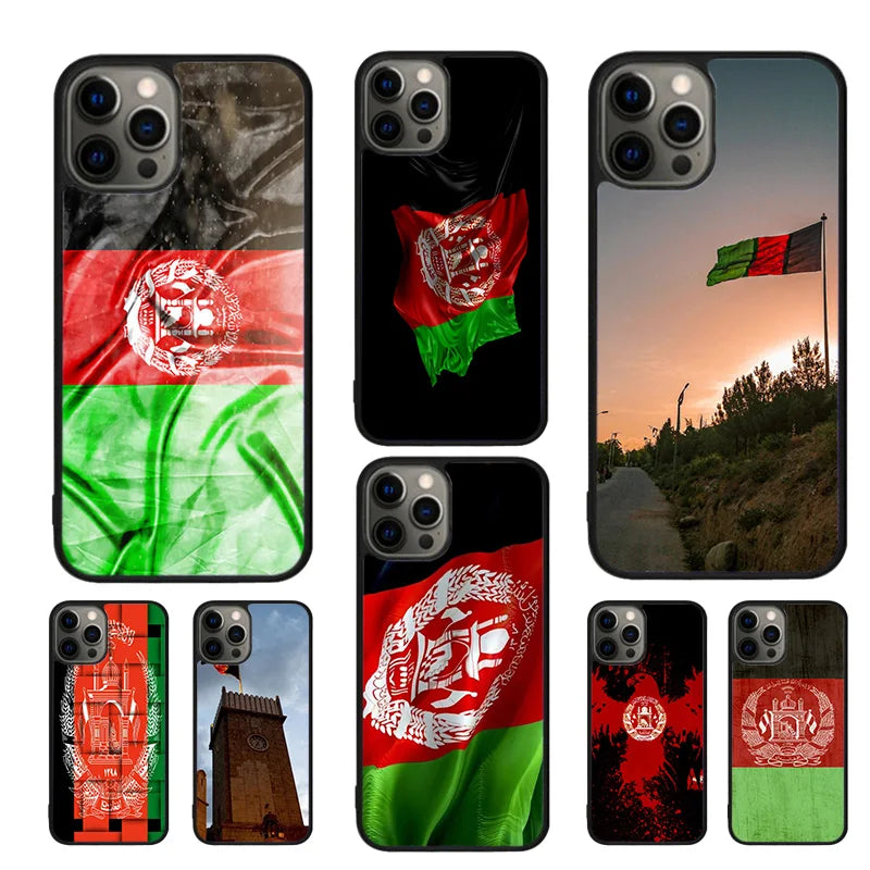 حافظات غطاء لهواتف آيفون 17 اير 16 15 14 12 13 11 برو ماكس آبل بلس SE2020 كوكيه بتصميم علم أفغانستان