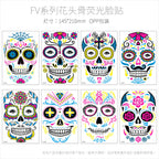 Waterproof Fluorescent Temporary Tattoo Stickers Day of the Dead
