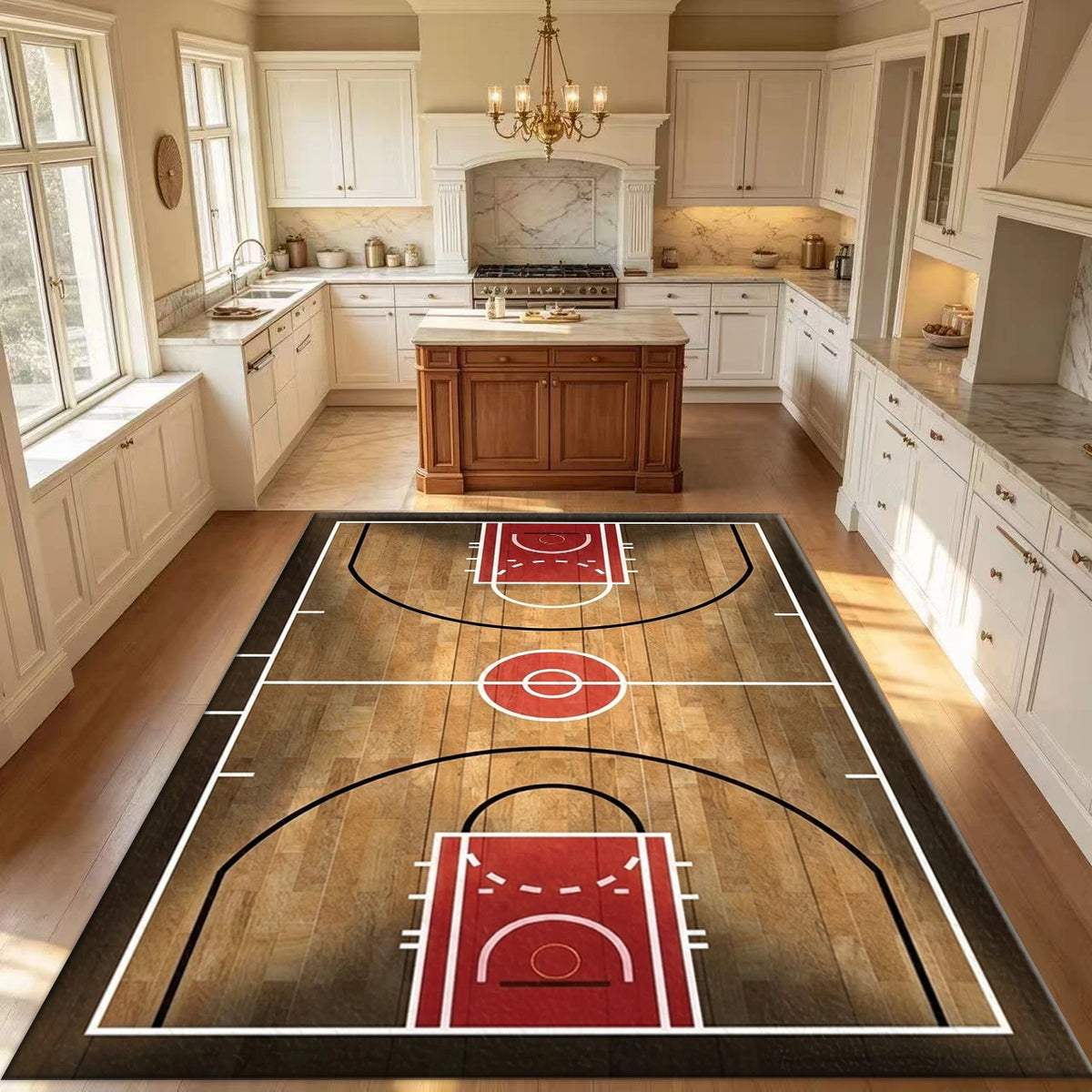 Basketball Court Pattern Area Rug