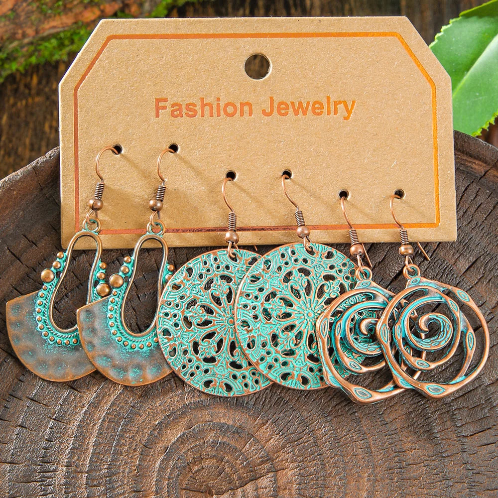Boho Vintage Bronze Dangle Earrings