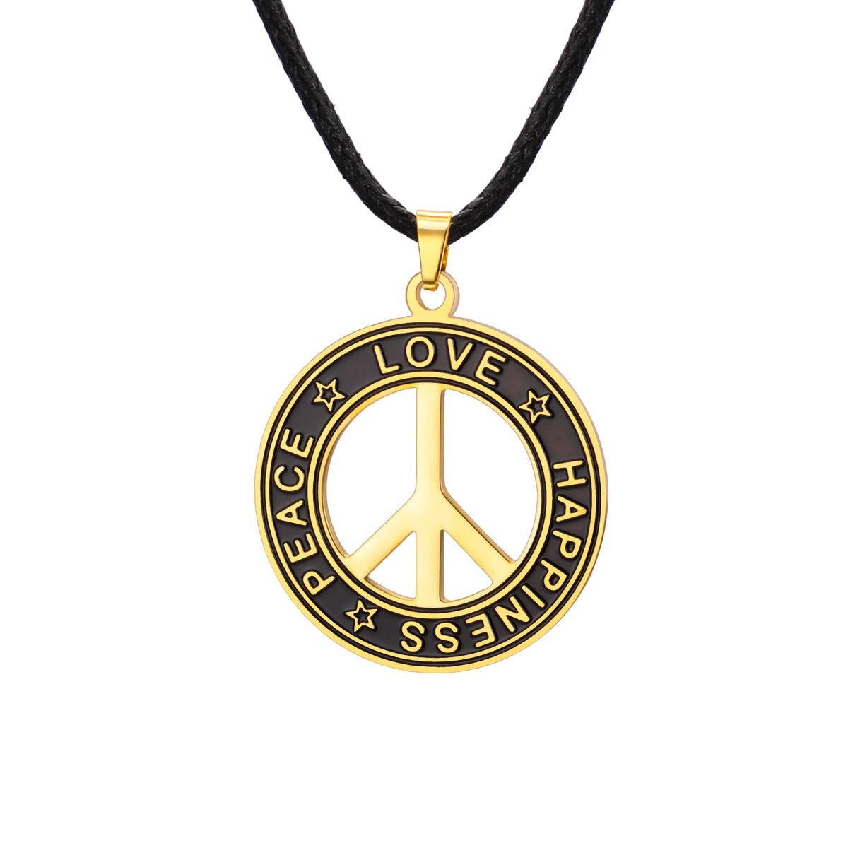 Peace Sign Choker for Men Stainless Steel Pendant Necklace