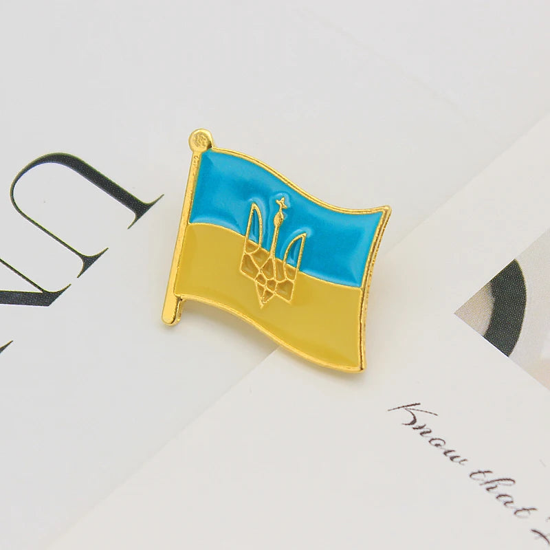 Ukraine Flag Map Enamel Pins