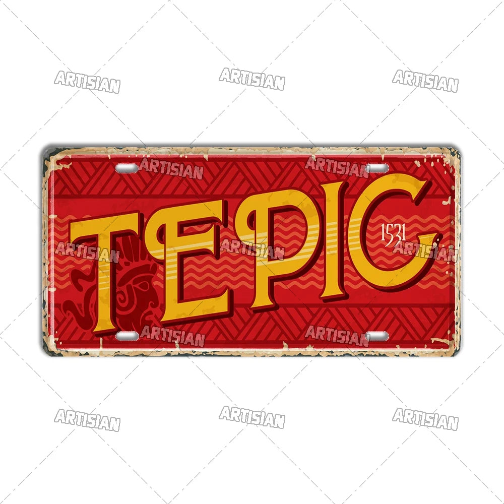 Artisian MEXICO License Plate