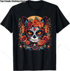 Cute Sugar Skull Cat Dia De Los Muertos Day of The Dead T-Shirt Mexican