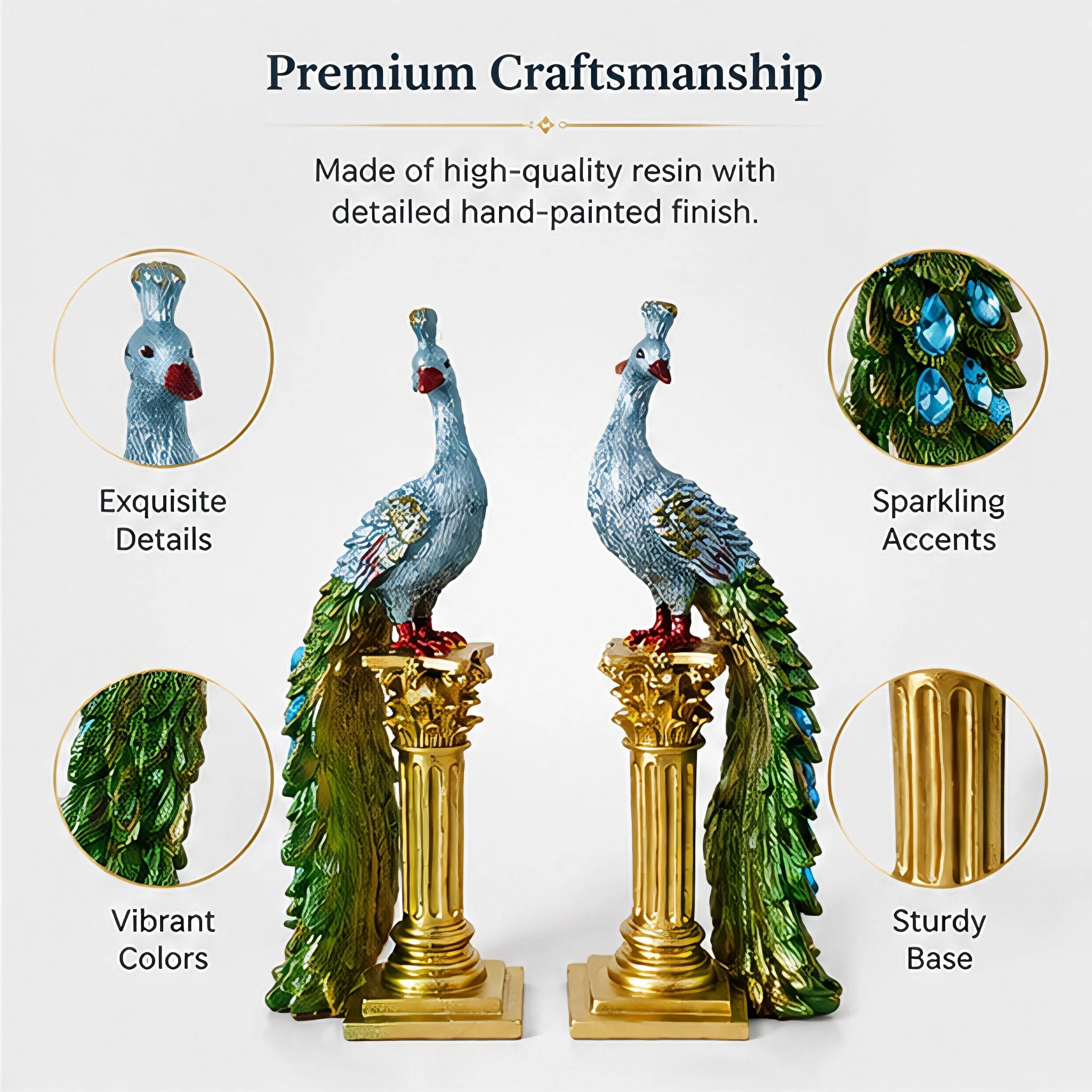 Luxury Couple Peacock Statue Sculpture