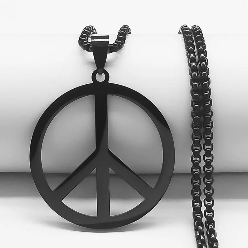 Goth Punk Peace Sign Symbol Pendant Necklace