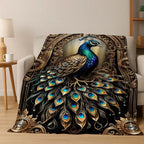 3D Colorful Peacock Birds Dream Flannel Blanket