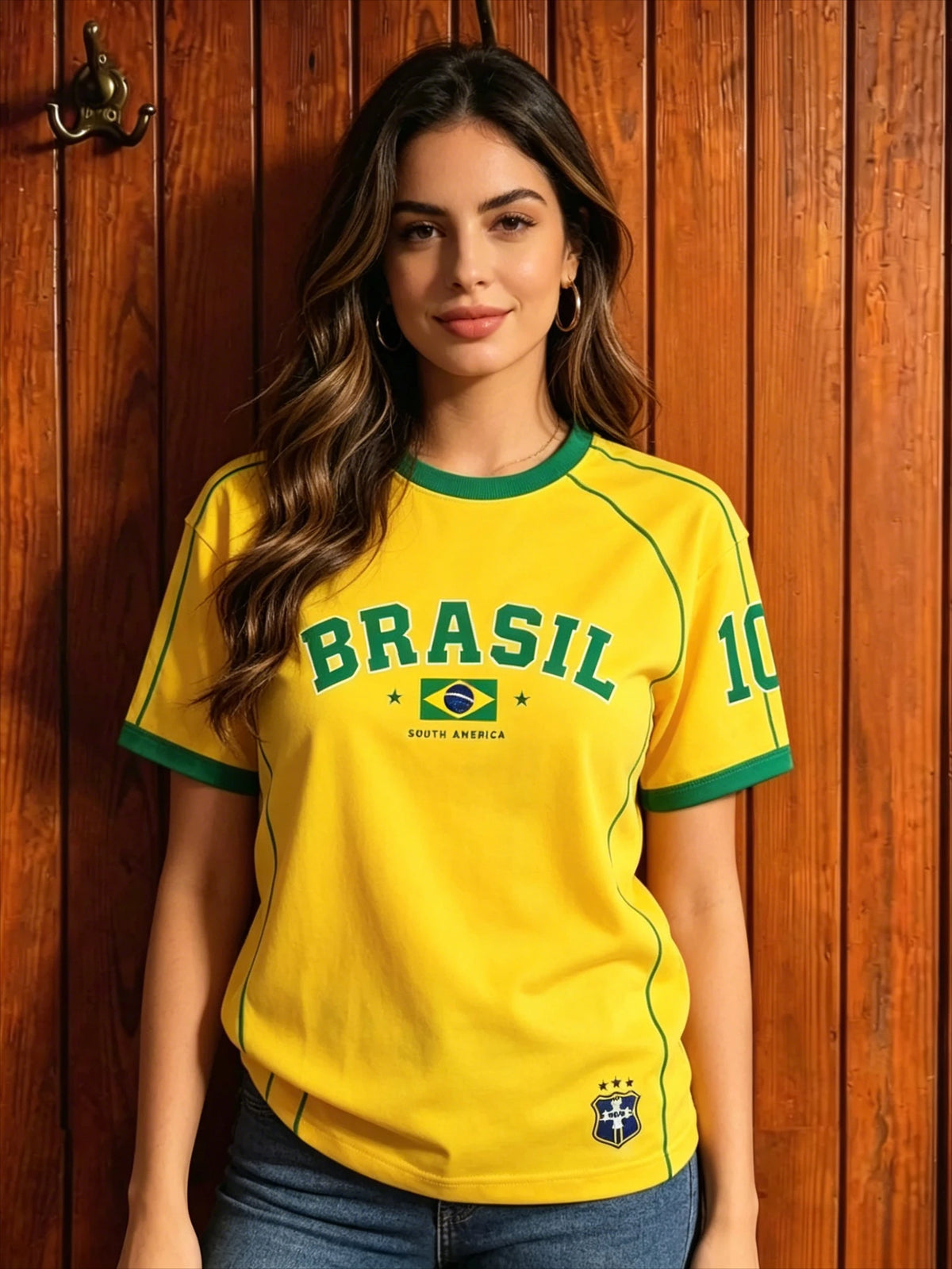 Brazil Football Jersey Retro Print Tee