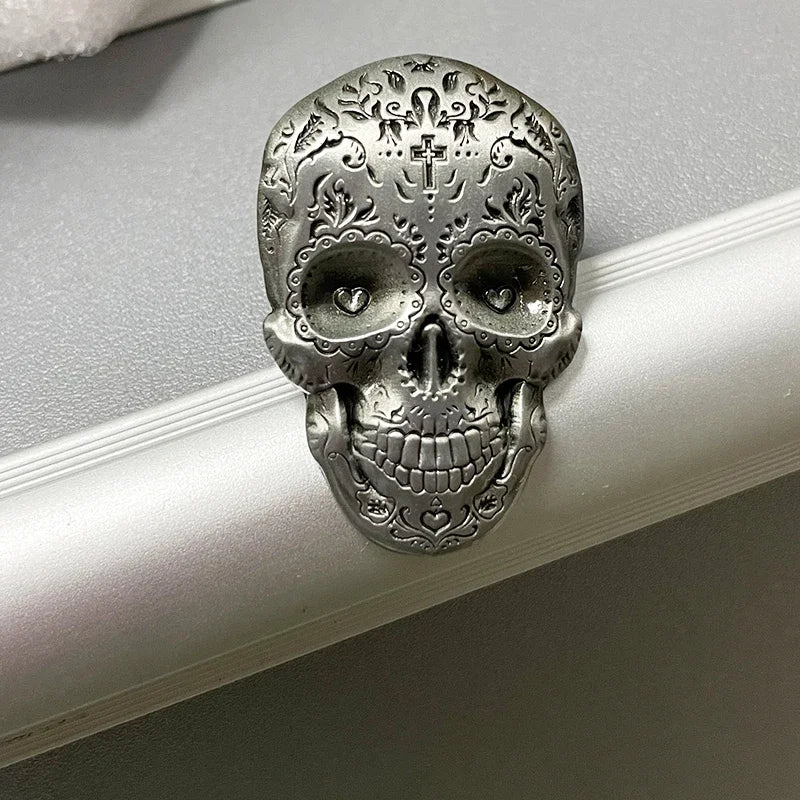 Sugar Skull Bones Brooch Skeleton Metal Badge Day of The Dead Gothic