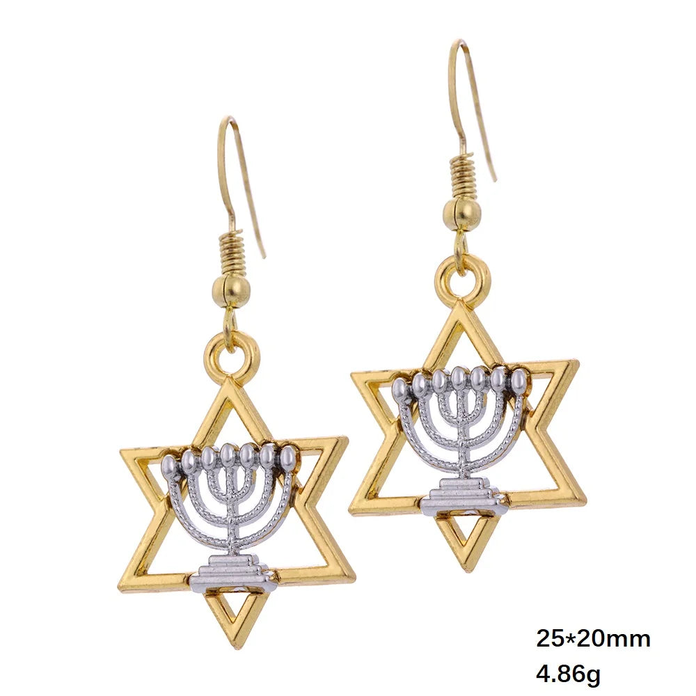 LIKGREAT Hanukkah Menorah Candles Drop Earrings