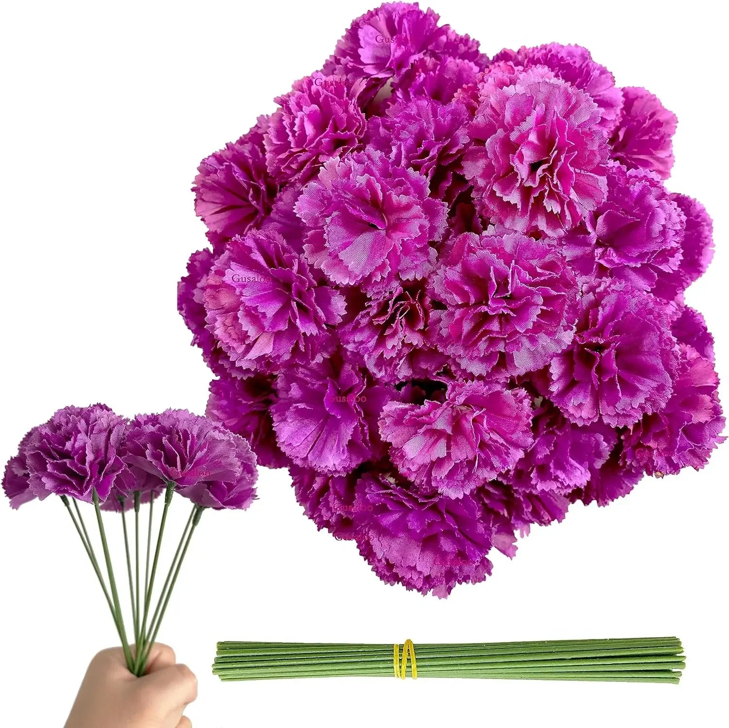 50Pcs Marigold Artificial Flowers for Day of The Dead, Diwali & Halloween Decor