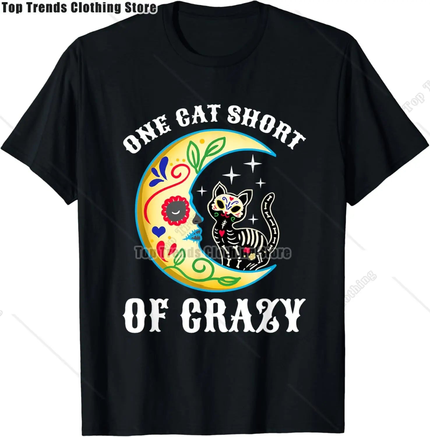 Cute Sugar Skull Cat Dia De Los Muertos Day of The Dead T-Shirt Mexican