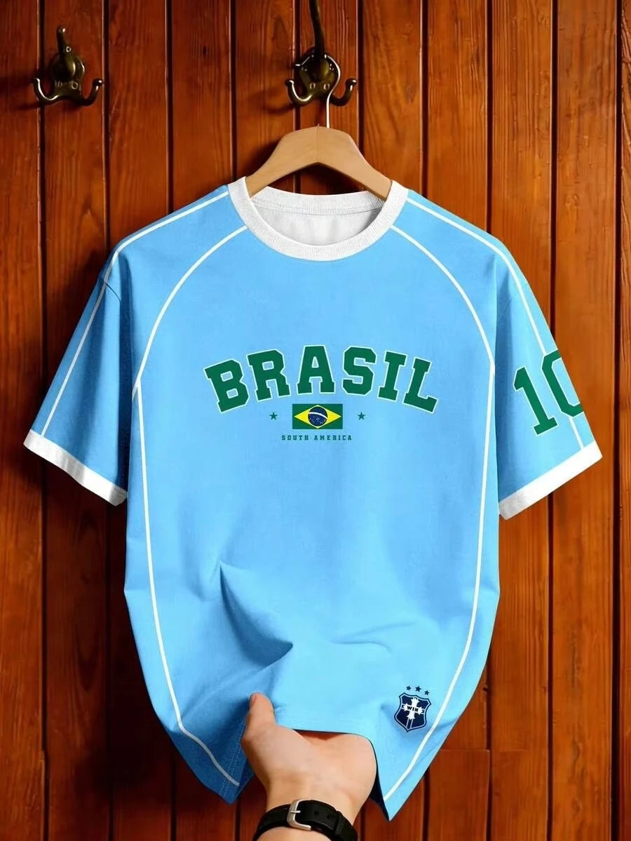 Brazil Football Jersey Retro Print Tee