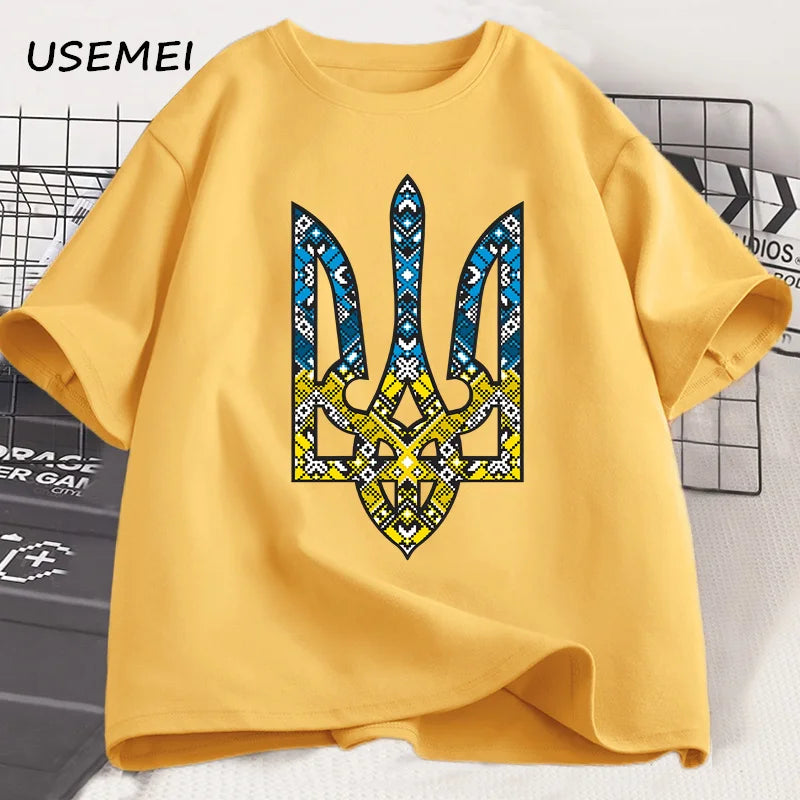 Ukraine Emblem Printed T-shirt O-Neck