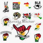Kurdistan Map National Flag and Emblem Sticker