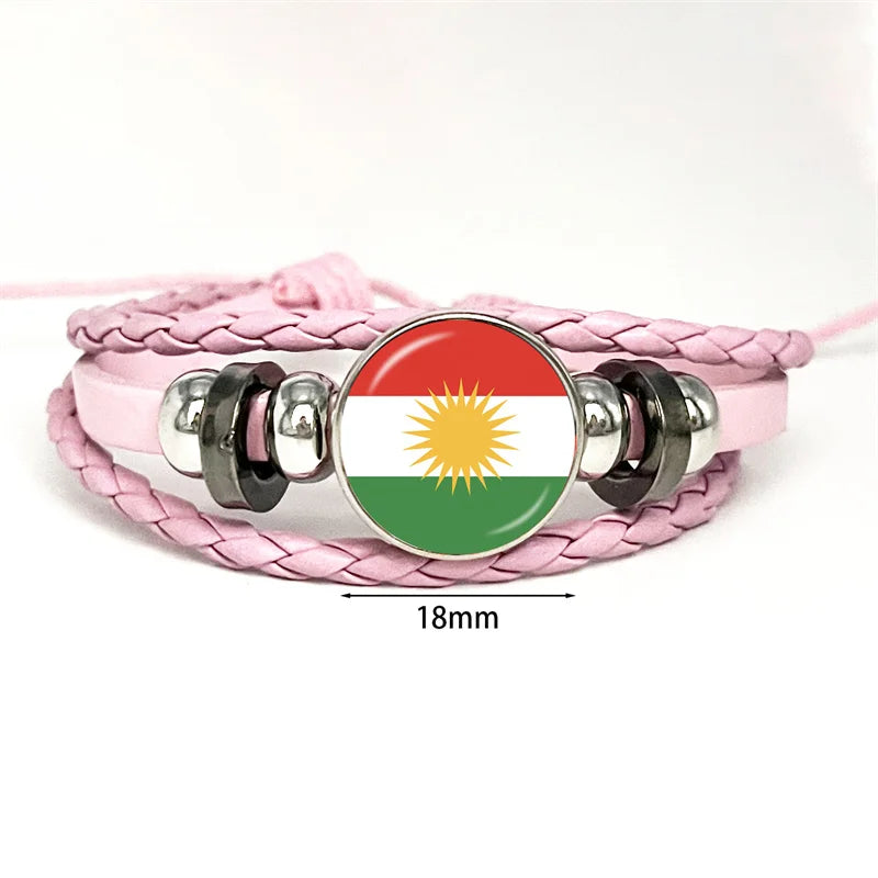 Kurdistan Flag Glass Pendant Keychain Jewelry Charm Bag Souvenir Key Ring