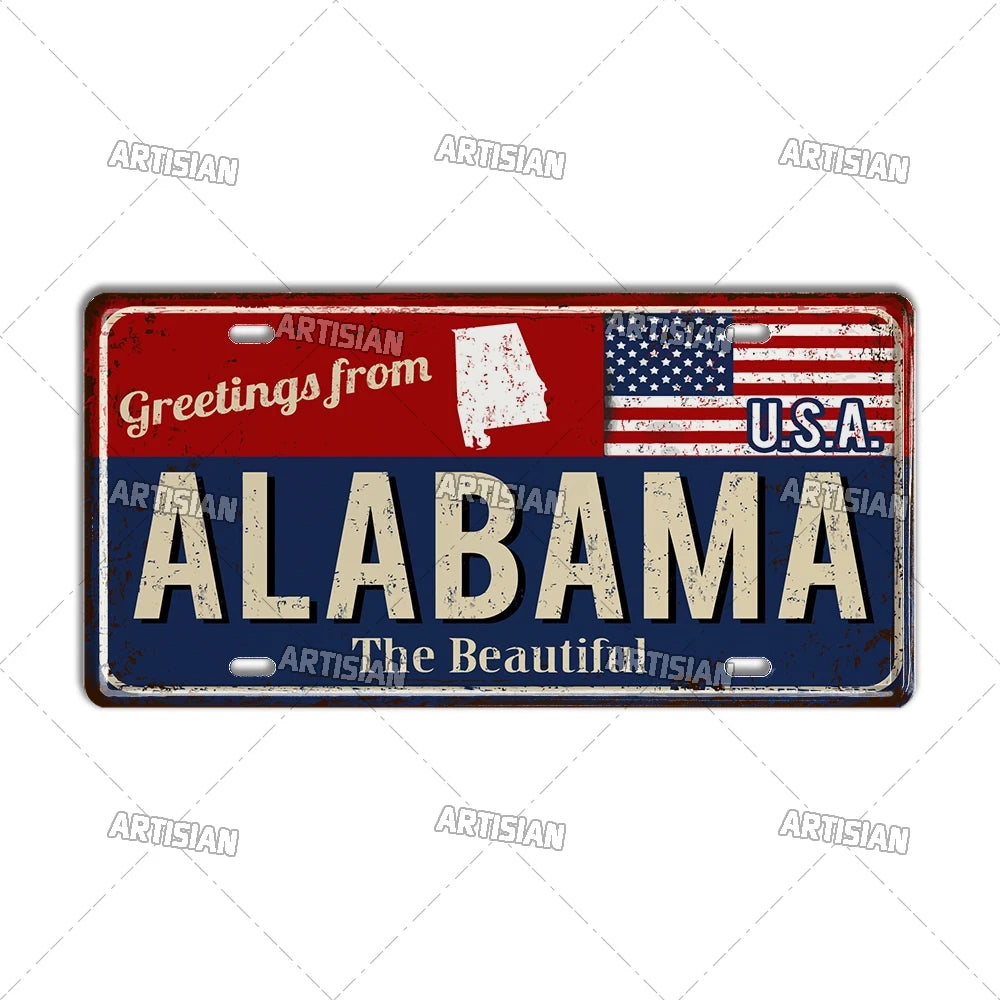 Greeting from USA States Landmark License Plate