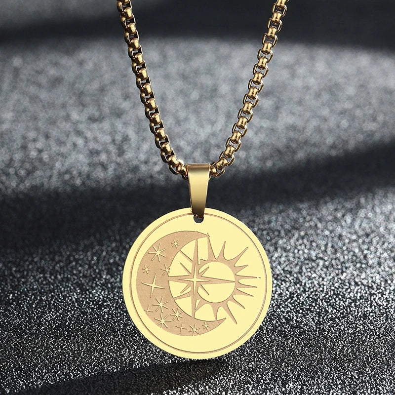 Engraved Star Pendant Necklace