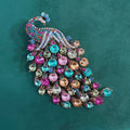 Vintage Crystal Peacock Brooch