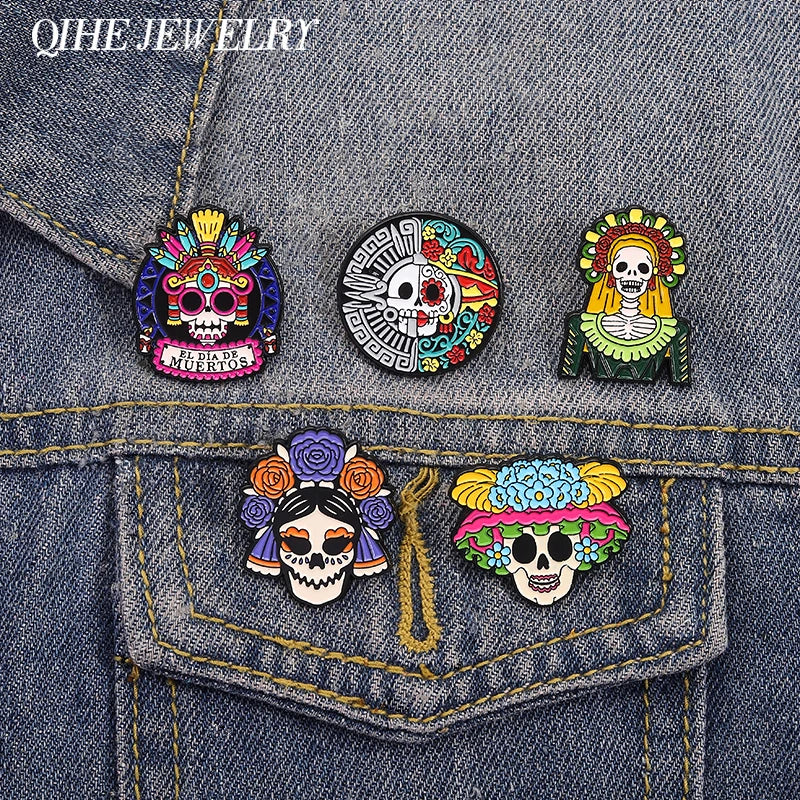 La Calavera Catrina Mexico Day Of The Dead Enamel Pins