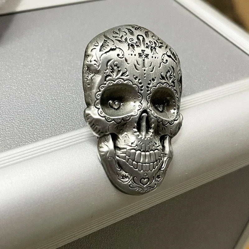Sugar Skull Bones Brooch Skeleton Metal Badge Day of The Dead Gothic