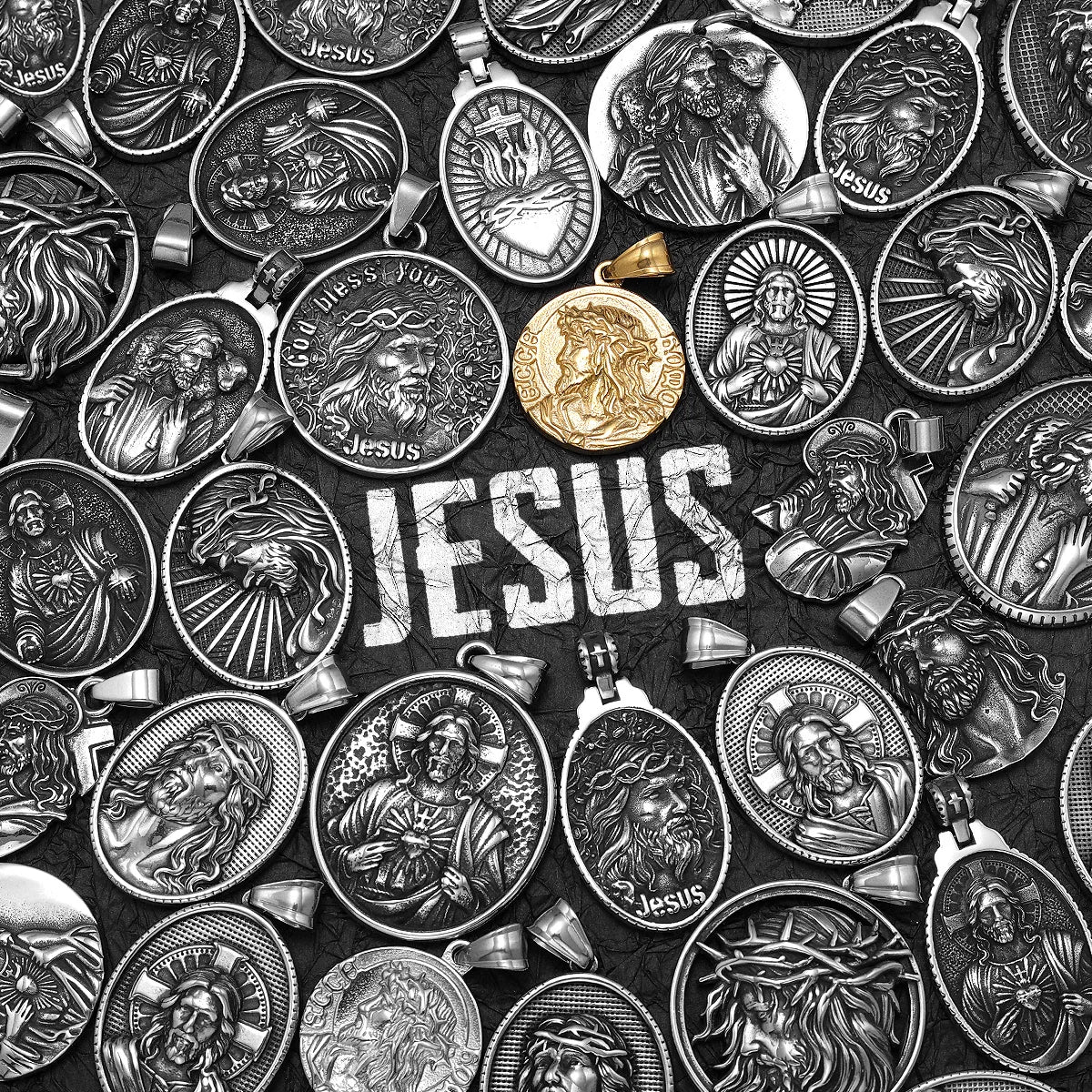 Jesus Heart Cross Necklaces Pendant Chain