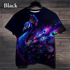 3D Peacock Feather Pattern Casual T-shirt