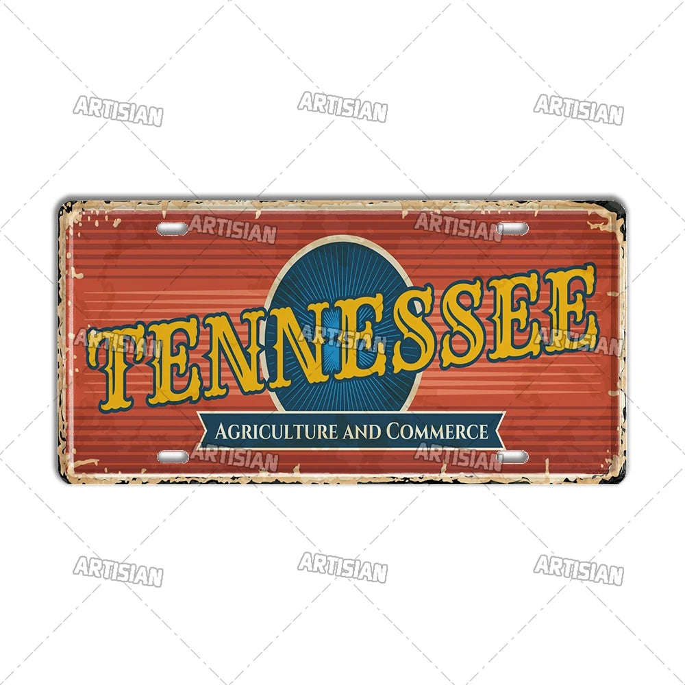 USA License Plate Landmark Metal
