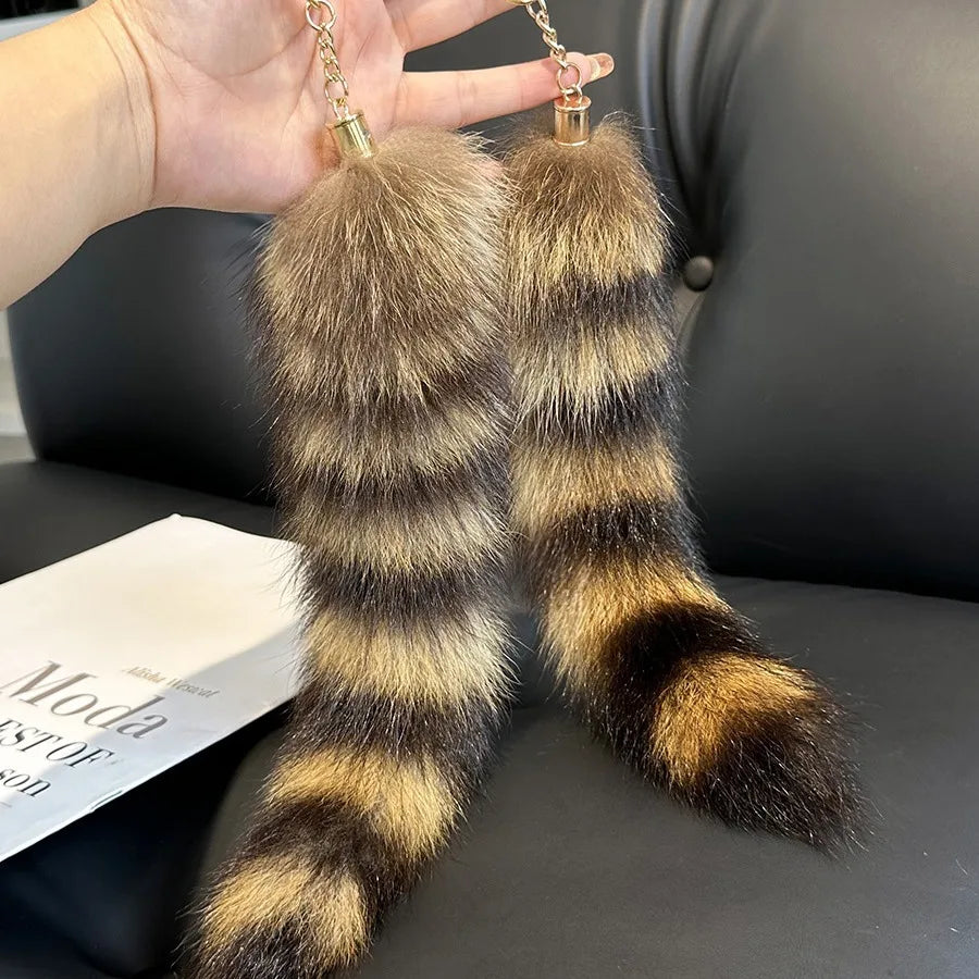 American raccoon tail keychain