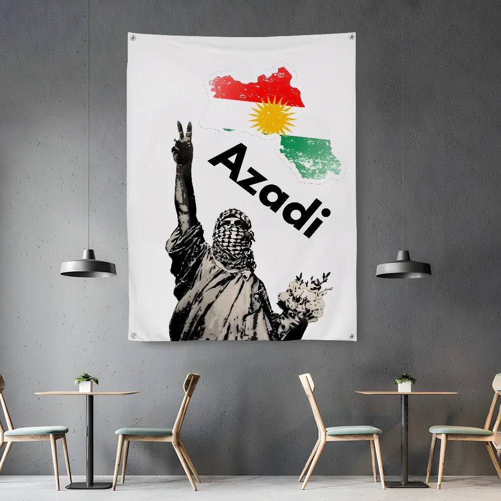 Kurdistan Eagle Map Azadi Flag