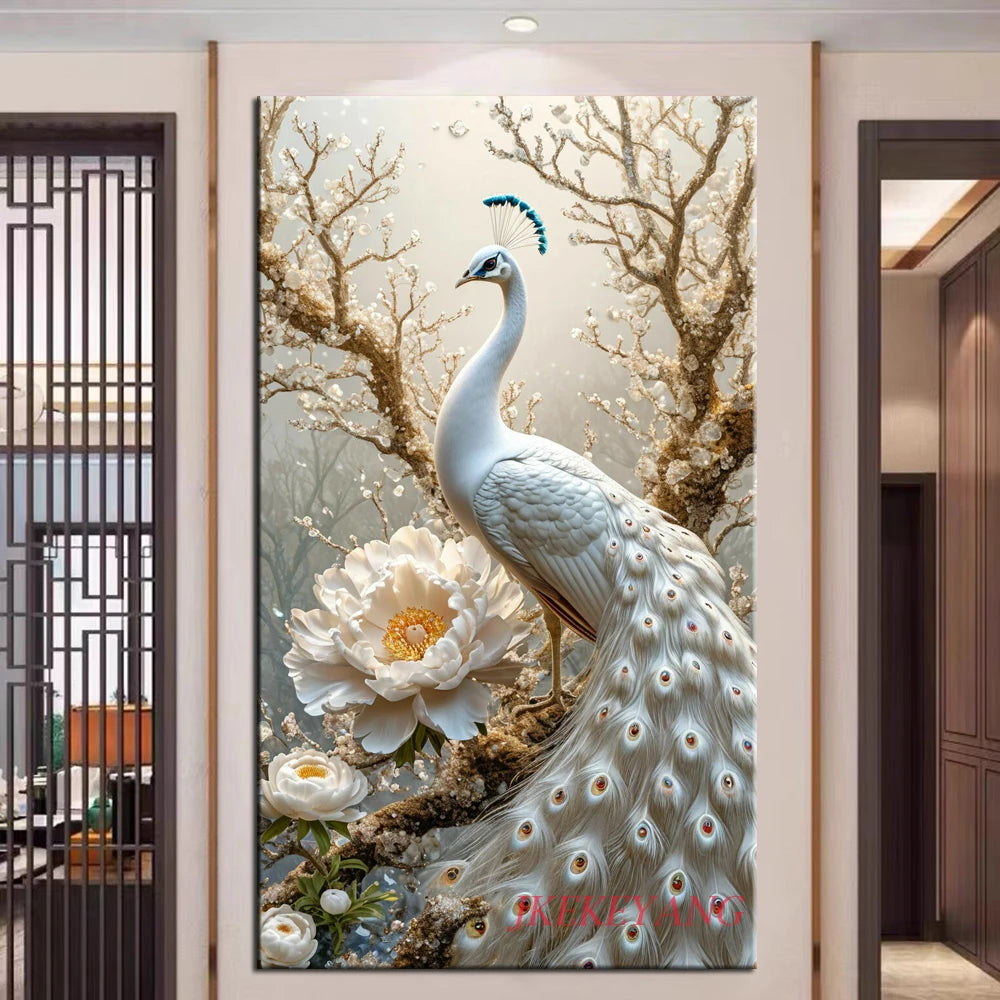 White Peacock Diamond Painting