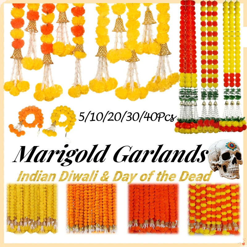 Marigold Flower Garland for Decoration Diwali Pooja Day of The Dead Mexican